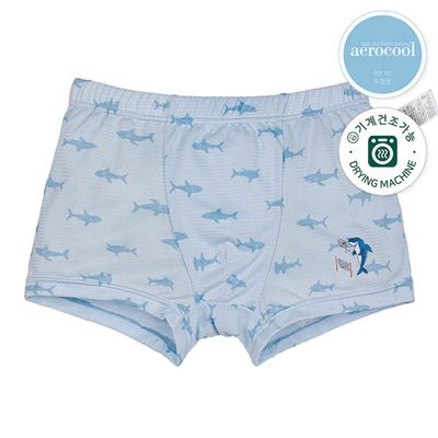 韓國 Ppippilong - aerocool 涼感快乾四角褲(男寶)-酷鯊魚-淺灰藍
