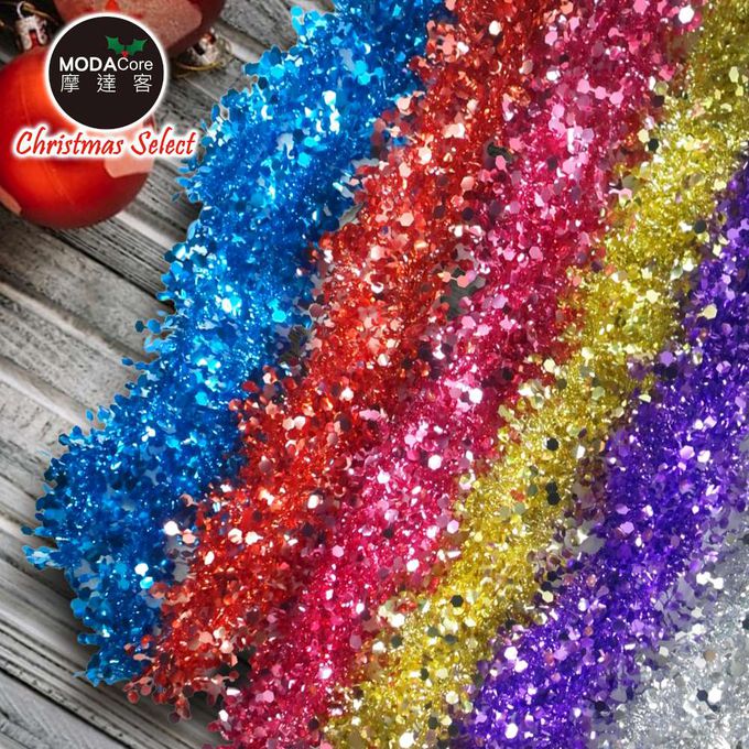 MODACore 摩達客 - 2米(200ccm) 4吋亮光鑽石金蔥彩條(3條一組-顏色隨機出貨) 可掛聖誕樹/門窗邊/牆沿/派對裝扮用