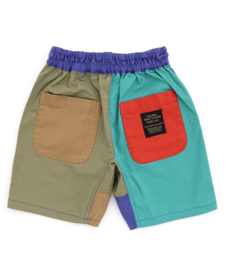 日本 BREEZE - 彩色標籤腰束口休閒短褲-軍綠