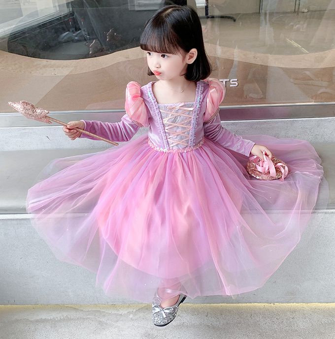 魔法公主長袖洋裝-紫色