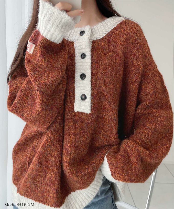 日本 Classical Elf - Java 前後穿2Way粗編針織上衣-藍