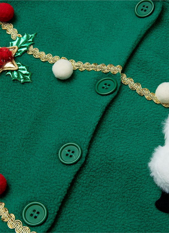 韓國 OZKIZ - 聖誕樹搖粒絨連帽套裝-綠