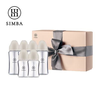 Simba 小獅王辛巴 - 蘊蜜質金玻璃寬口奶瓶禮盒-杏茶