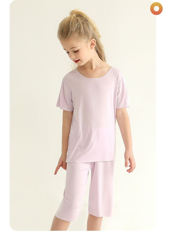 MAMDADKIDS - 素色短袖套裝/家居服-淺藍色