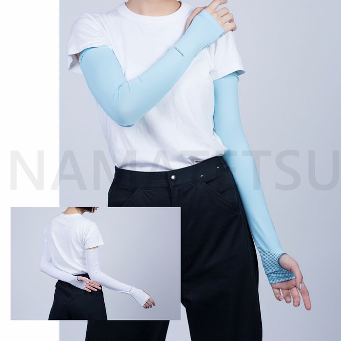 NAMATETSU - 女款 手掌防滑防曬冰涼袖套-藍色
