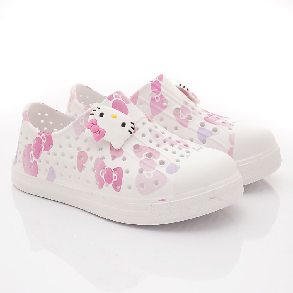 HELLO KITTY-印花洞洞休閒便鞋-823627白(中小童段)-休閒鞋-白