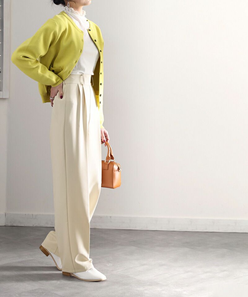 日本 Classical Elf - 修長美腿打褶西裝褲-摩卡棕