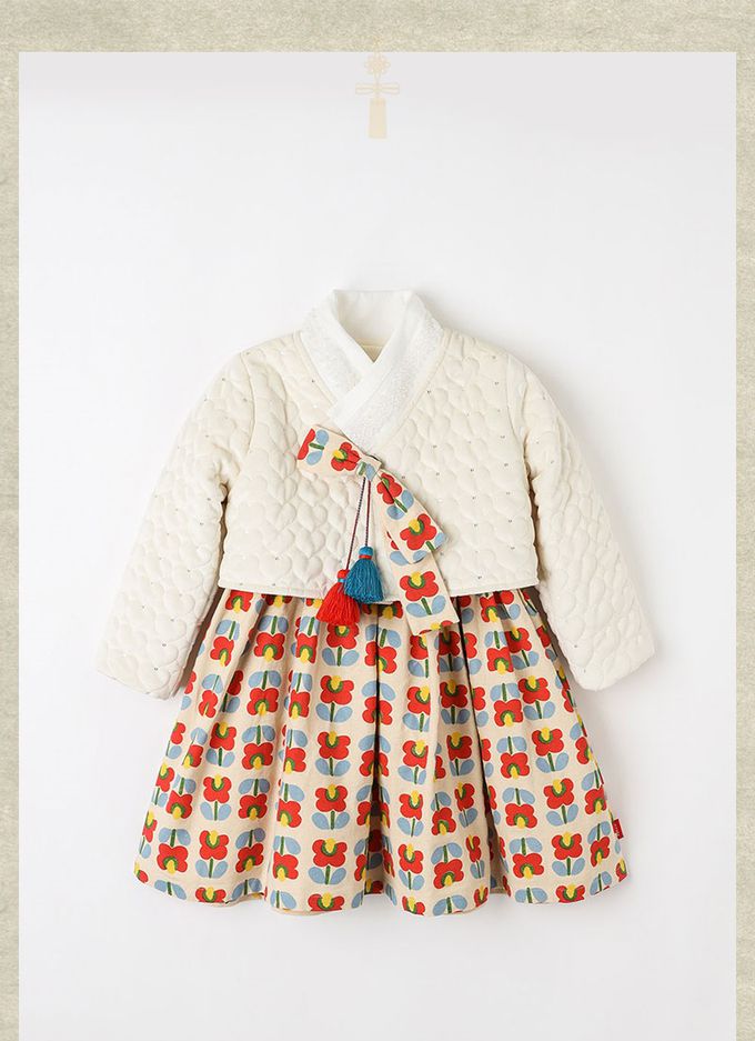 韓國 OZKIZ - 花朵印女寶生活韓服套裝