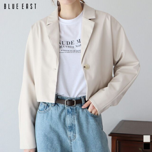 日本 BLUE EAST - 俐落短版西裝外套-米白