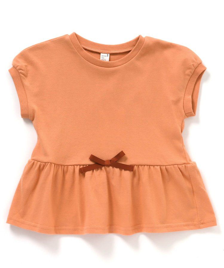 日本 apres les cours - 下擺傘狀蝴蝶結短袖上衣-桃紫