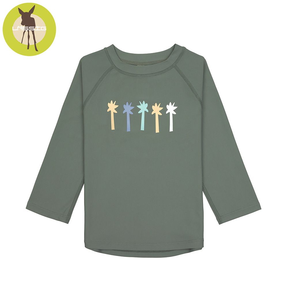 嬰幼兒抗UV長袖泳裝上衣-棕櫚樹綠