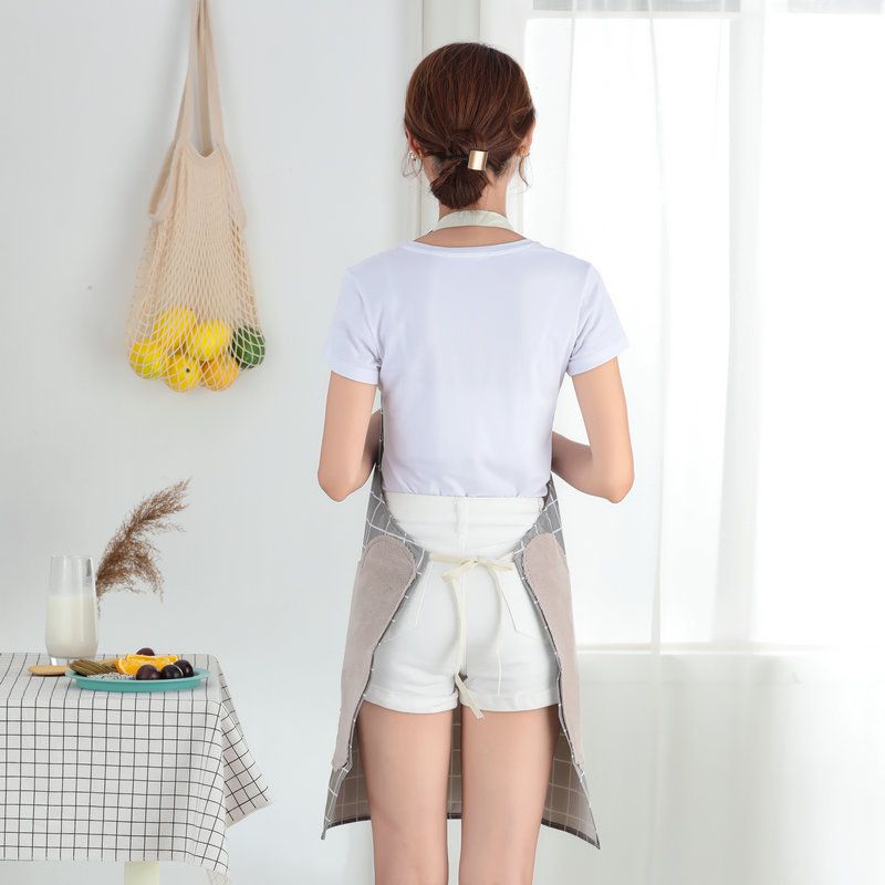 可擦手防水防油圍裙-經典格紋-藍色