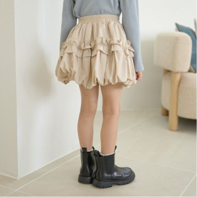 日本 Lycee mine - 澎澎皺摺造型短裙(可調腰圍)-淺粉