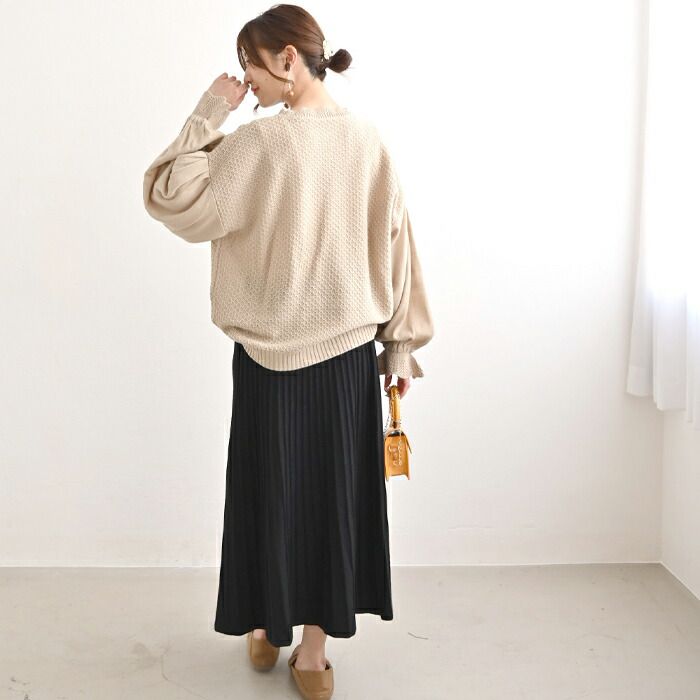 日本 ihuu - 氣質花瓣領糖果袖針織上衣-酒紅