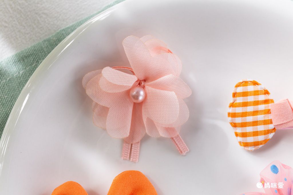 甜美網紗小清新布藝髮夾(10入組)-黃色