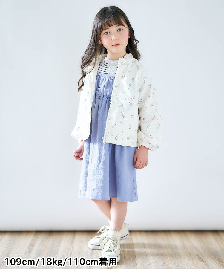 日本 apres les cours - 成熟又可愛的假二件綁帶洋裝-米黃-藍小花