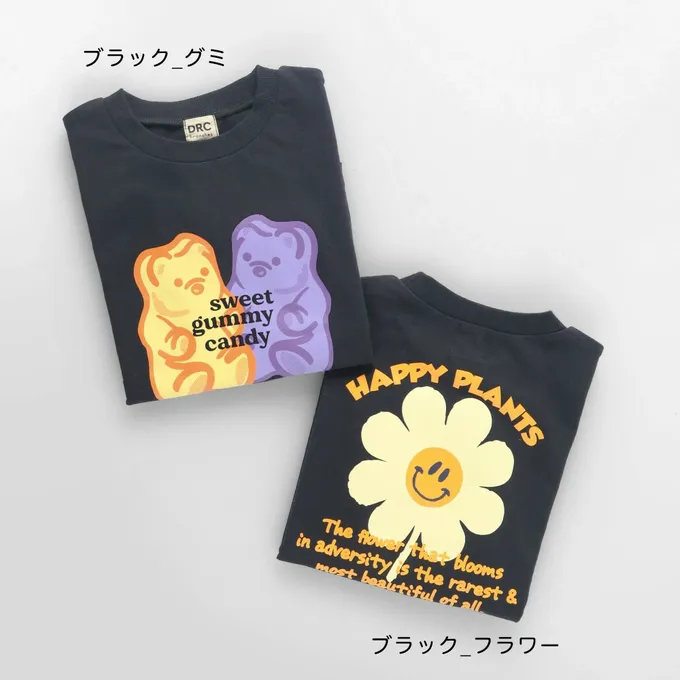 日本 BRANSHES - 天竺棉可愛印花短袖上衣-歡樂熱狗-橘