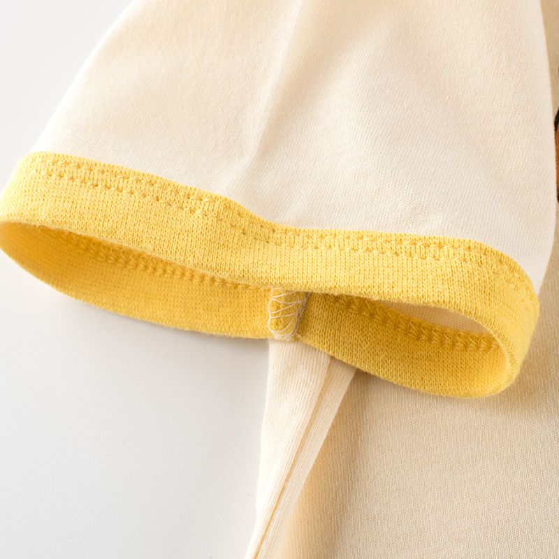 純棉短袖上衣-熊熊表情包-杏色