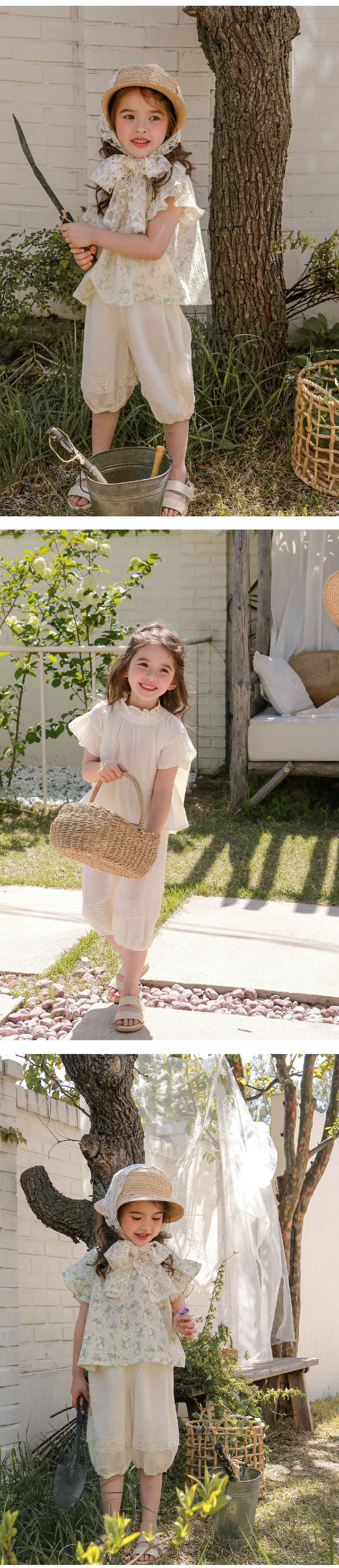 韓國 Puellaflo - 鬆緊腰素雅蕾絲裝飾縮口褲-奶油白