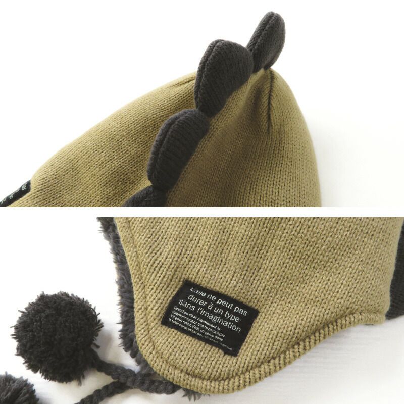 日本 ZOOLAND - 防寒刷毛針織保暖帽-迷彩-淺灰 (頭圍50~54cm)