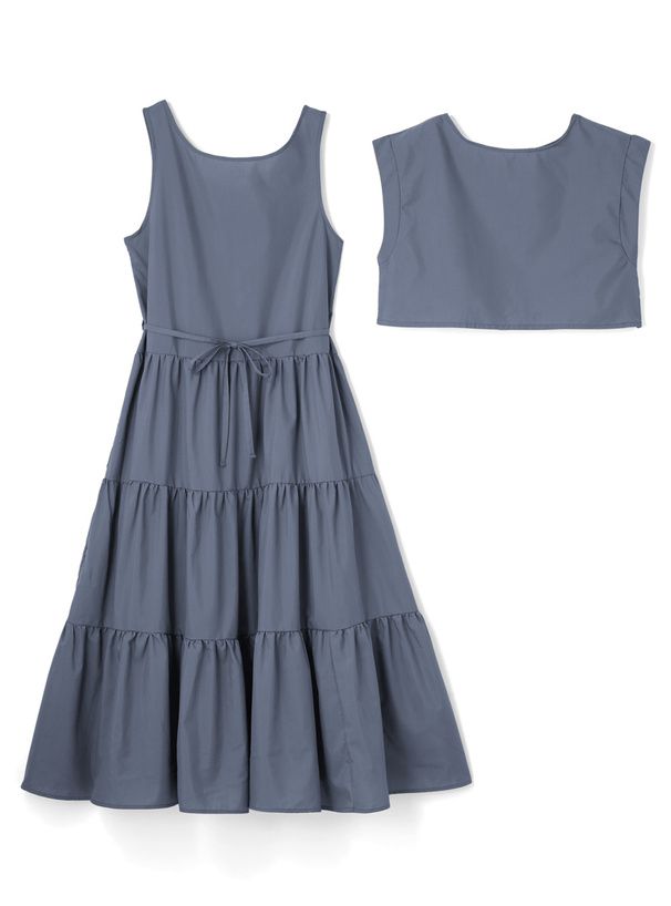 日本 GRL - 清新蛋糕層次無袖兩件式洋裝-奶茶棕