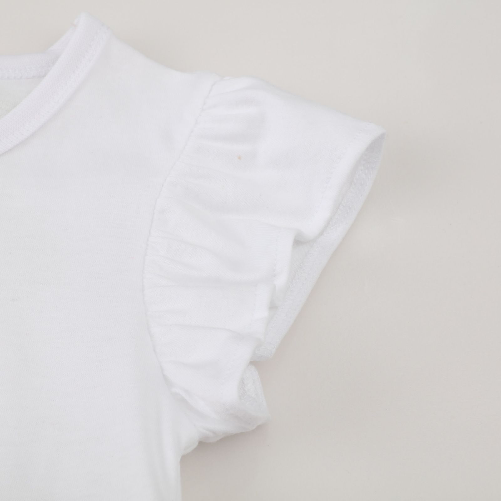 Jumping meters - 棉質圓領短袖網紗洋裝-亮片蝴蝶-白色