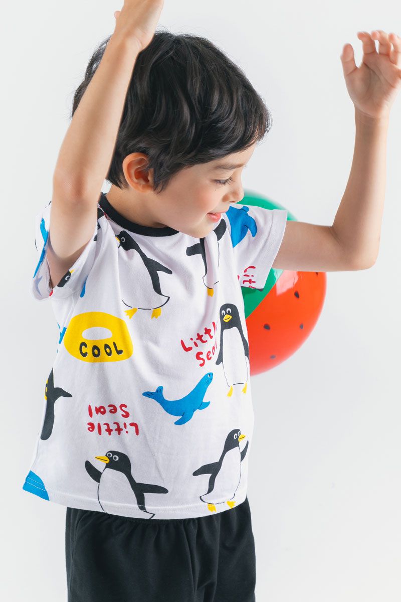 韓國 OZKIZ - 企鵝海獅好友短袖套裝