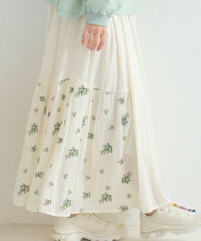 日本 Lupilien - 100%印度棉 優美植物刺繡長裙-象牙