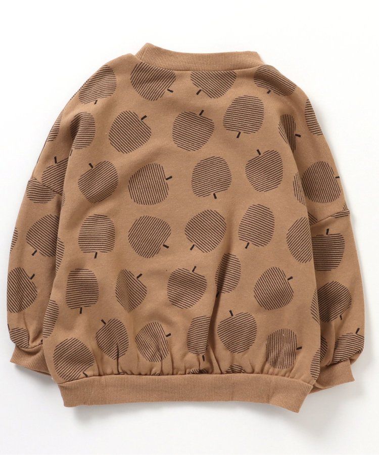 日本 BREEZE - 滿版印花裏毛長袖上衣-蘋果-焦糖