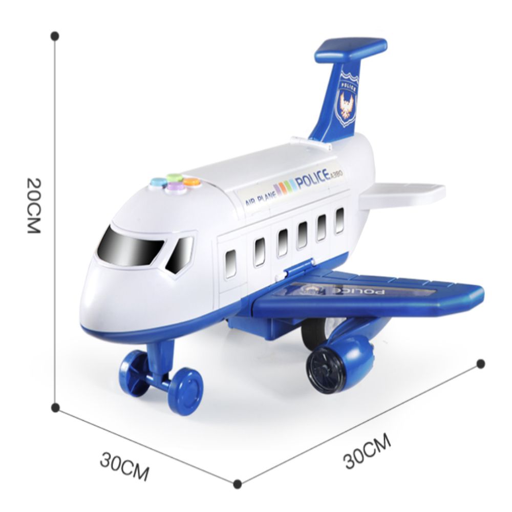 CuteStone - 兒童仿真警察變形聲光飛機套裝玩具15件組