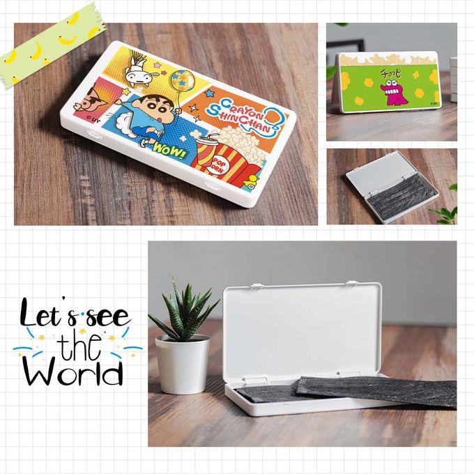 收納王妃 - 蠟筆小新【二入組】隨身口罩收納盒 /口罩盒/置物盒/零錢盒/鉛筆盒 (睡衣小新+巧克比餅乾盒)