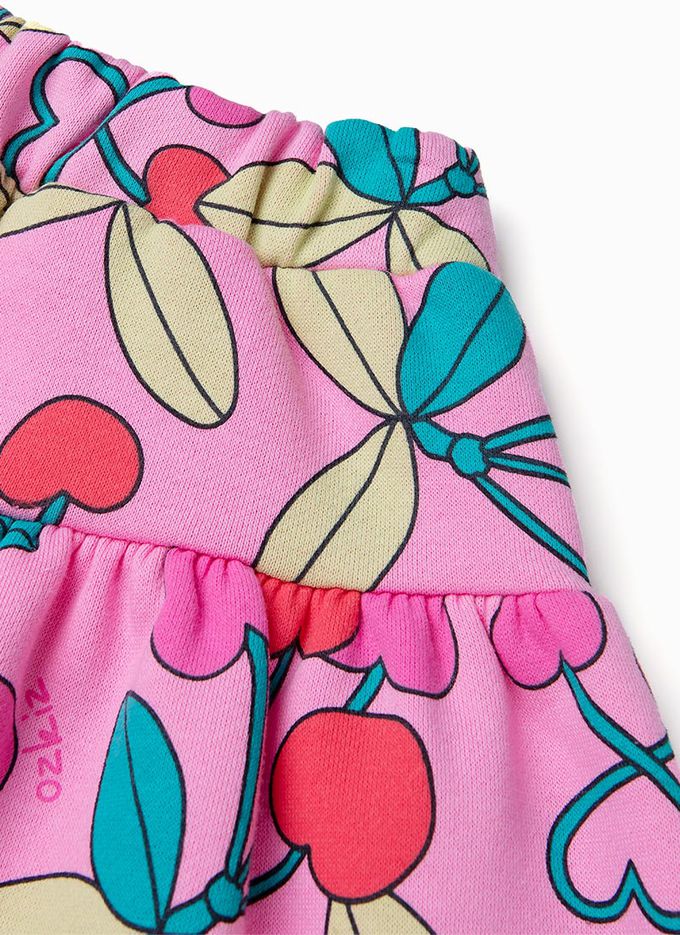 韓國 OZKIZ - 愛心櫻桃內磨毛長袖短裙套裝-桃粉