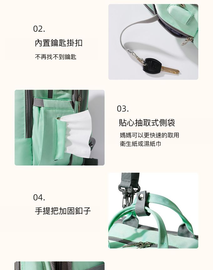 Heine 海恩 - 多功能後背包 媽咪包 媽媽後背包 (GAVEGA WIN-54170)-石青綠