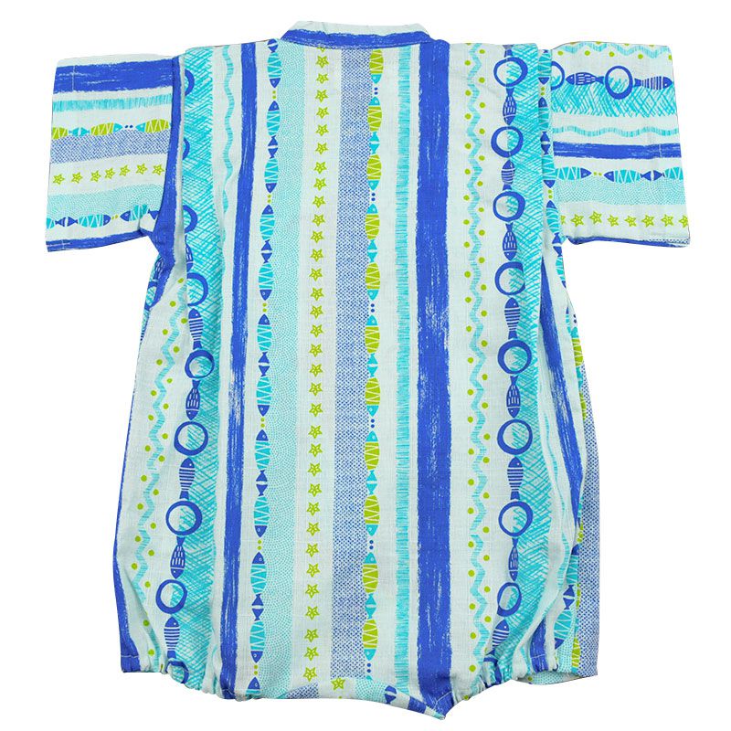 akachan honpo - 甚平包屁衣-小魚-藍色