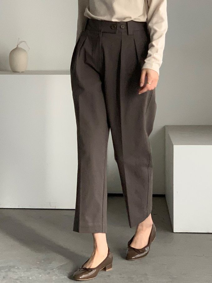 韓國女裝連線 - 百搭中領混羊毛長袖上衣-米杏 (FREE)