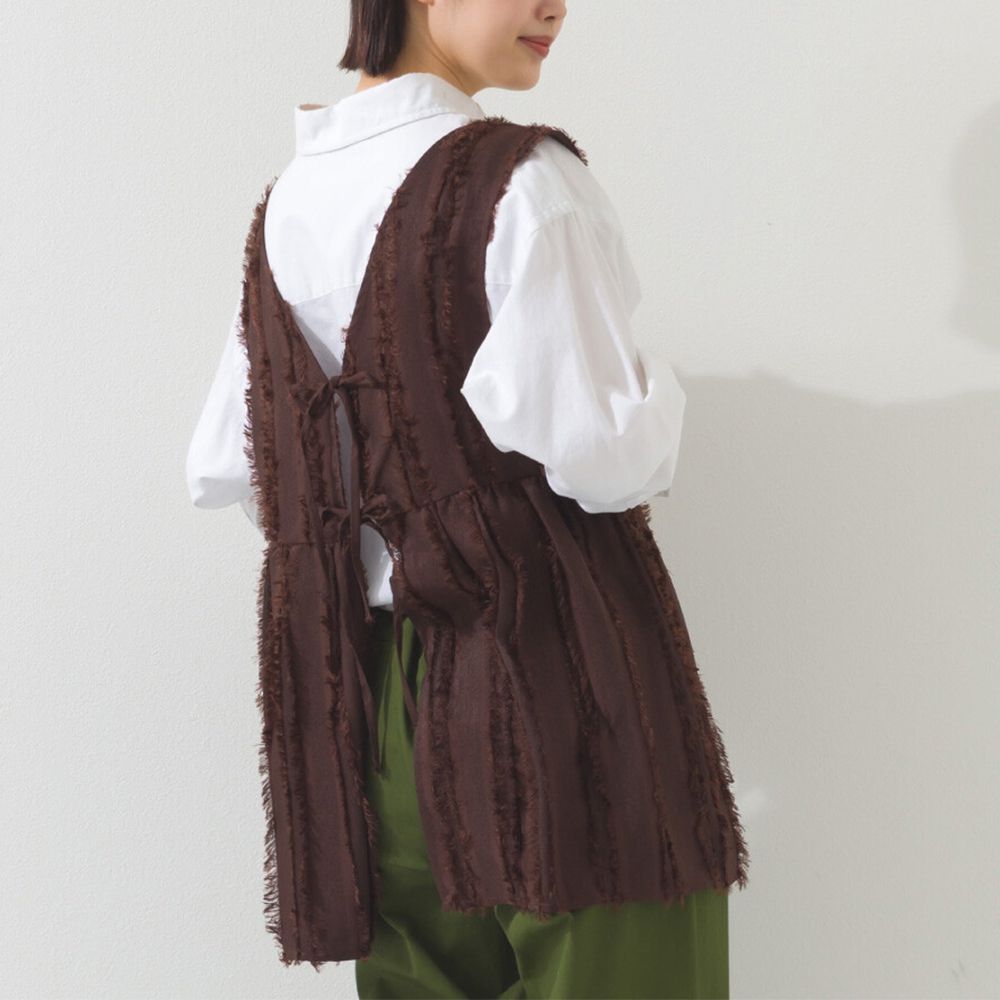 前後2way甜美流蘇造型穿搭背心-咖啡
