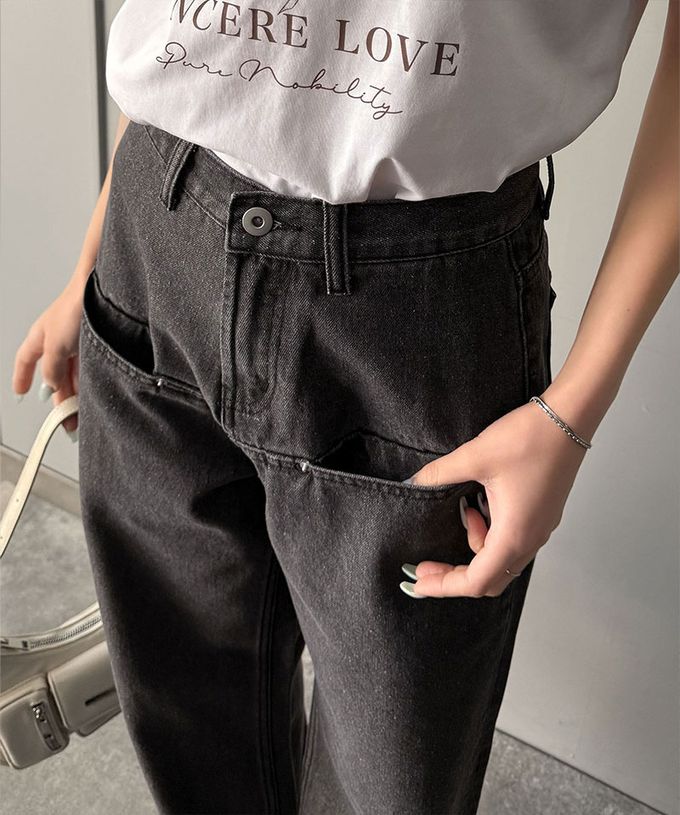 日本 Classical Elf - Java 時尚大反摺修身丹寧寬褲-淺藍