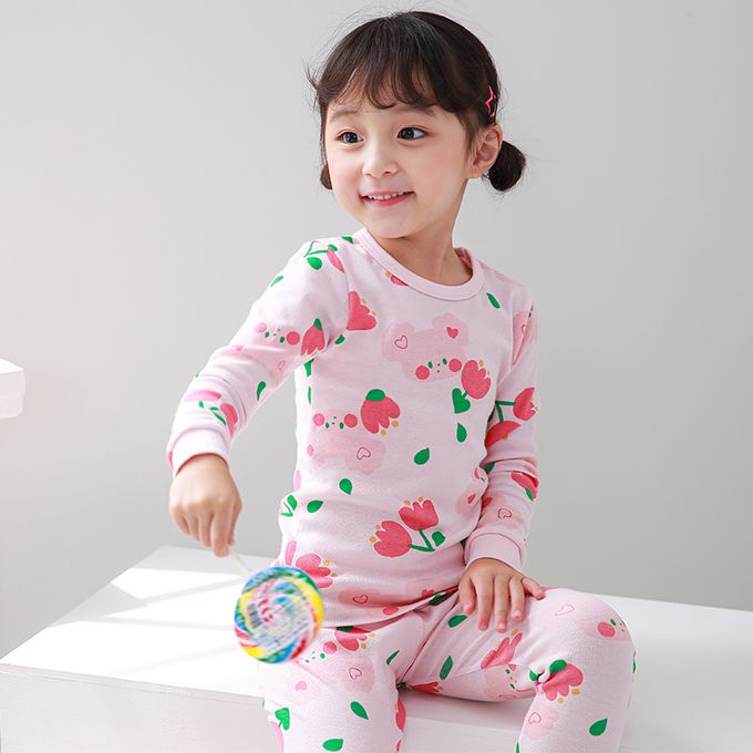 正韓 Cogibu - 極舒適無螢光劑 100% 有機棉幼兒/兒童睡衣/家居服套裝組-小花鼠