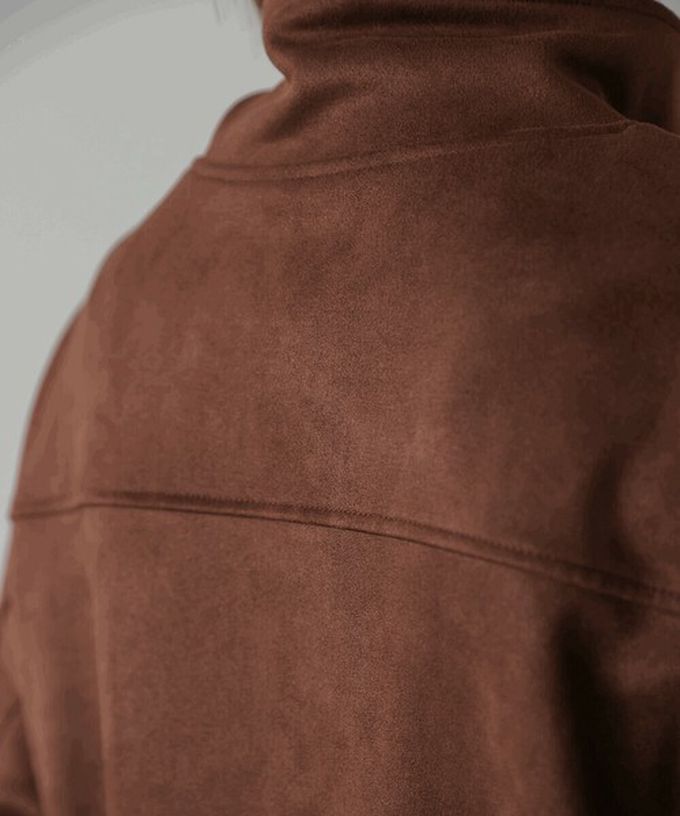 日本 Bab - 麂皮感立領率性口袋俐落外套-咖啡