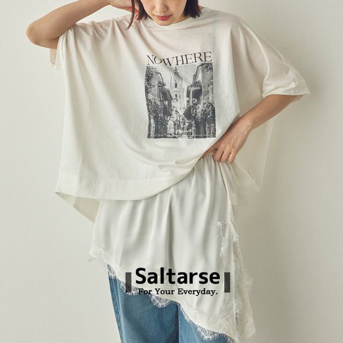 日本 Sans Souci 34+ - 疊穿造型滿分 蕾絲不規則下擺-白