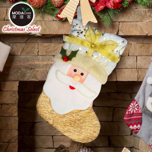 MODACore 摩達客 - 摩達客耶誕-17吋繽紛金系聖誕襪-聖誕老公公款