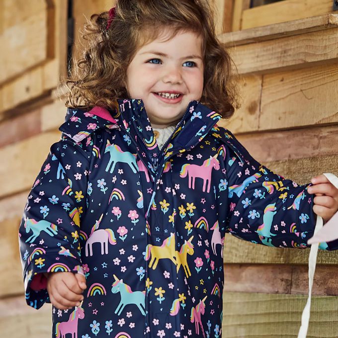 英國 JoJo Maman BeBe - 防雨/防風刷毛外套-獨角獸