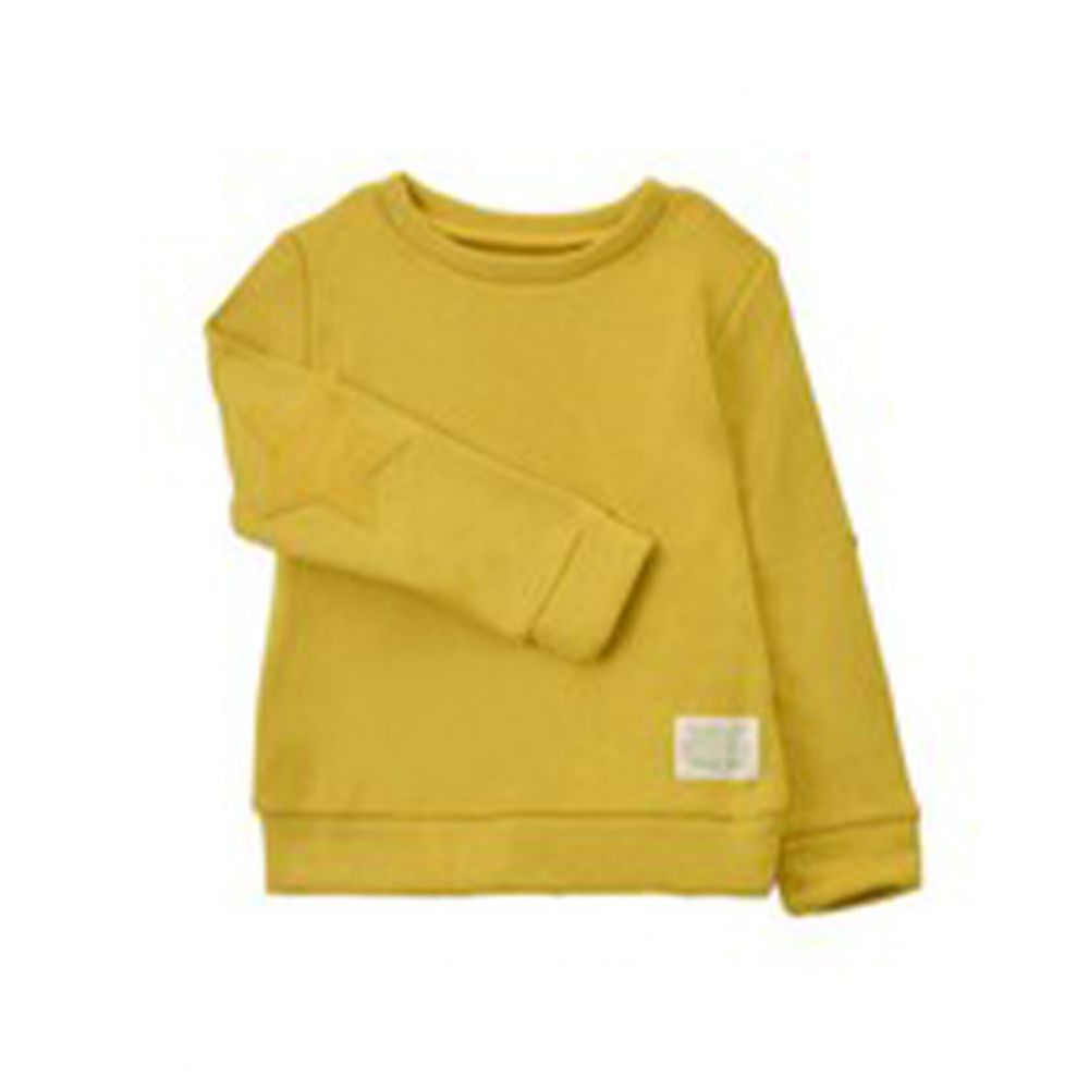 日本toridory 極暖裏起毛印花長t 手肘星星 芥末黃 媽咪愛