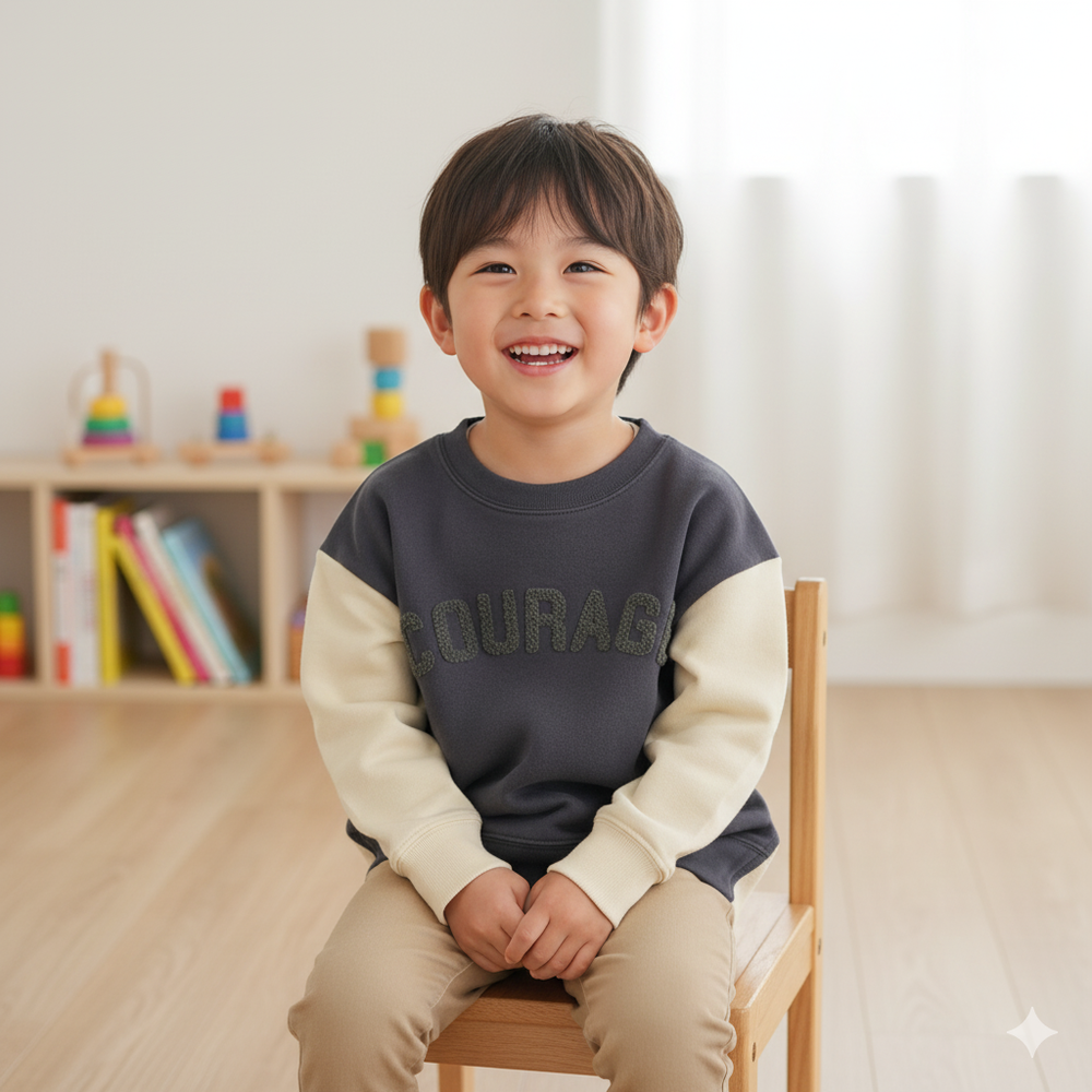 假兩件休閒上衣-深藍色