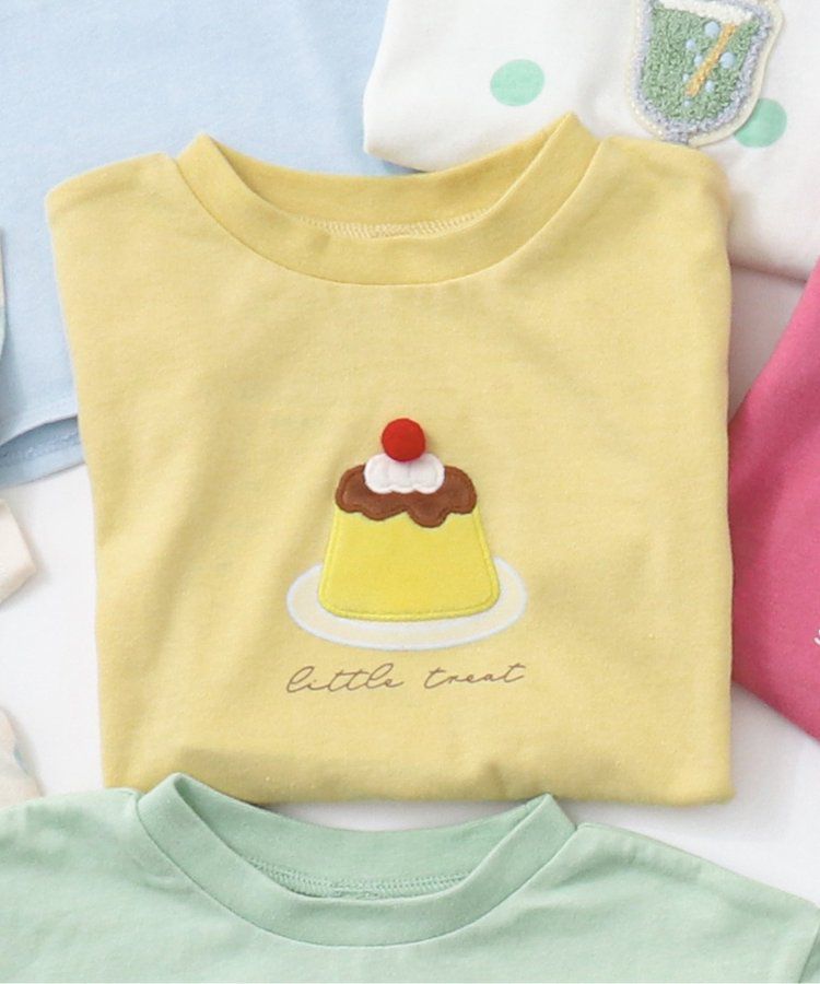 日本 apres les cours - 立體刺繡印花短袖上衣-冰棒-袖撞色