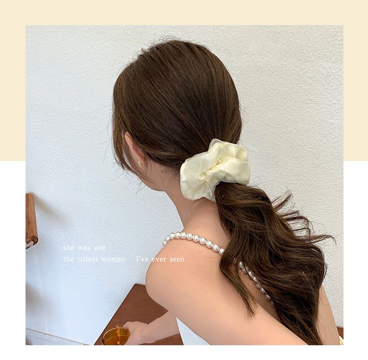 森林系雙層網紗大腸圈/髮圈-咖啡色