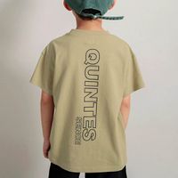 日本 BRANSHES - 100%棉 街頭印花短袖上衣-QUINTES-淺棕