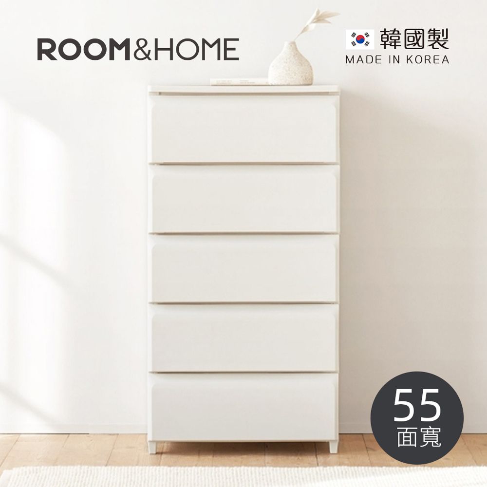 韓國ROOM&HOME - 韓國製55面寬五層抽屜收納櫃(木質天板)-DIY-象牙白