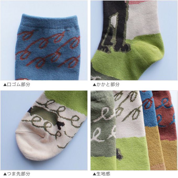 日本女裝代購 - 日本製 伊索寓言印花長襪-貪心的狗-灰x綠 (23-25cm)