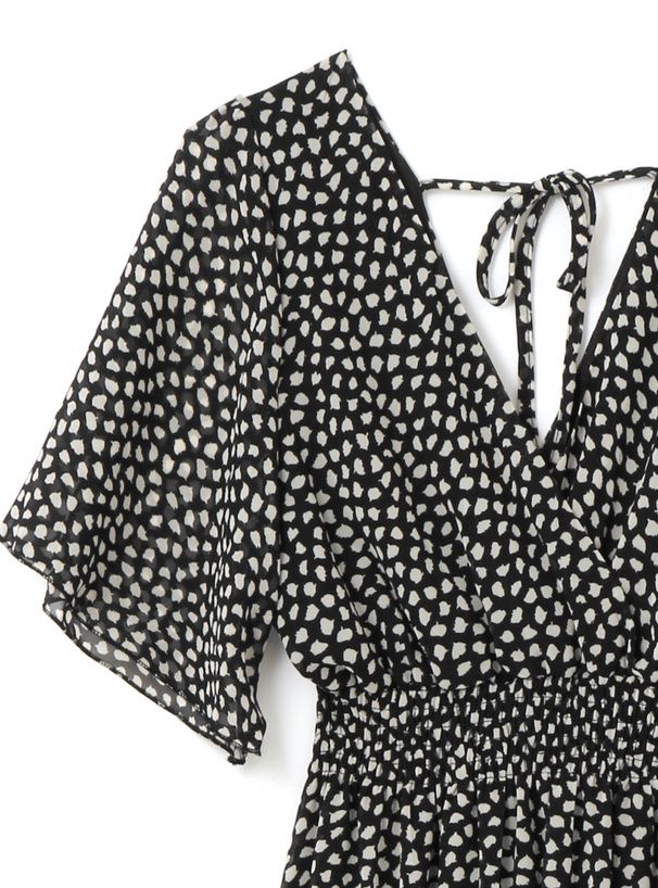 日本 GRL - 酷甜率性後綁帶雪紡洋裝-豹紋-黑 (M)